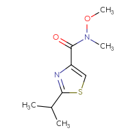 Chemical structure of N-methoxy-N-methyl-2-(propan-2-yl)-1,3-thiazole-4-carboxamide - CSSB01991396992