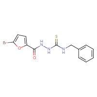 Chemical structure of N-[(benzylcarbamothioyl)amino]-5-bromofuran-2-carboxamide - CSSB00026453404