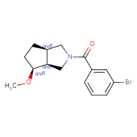 Chemical structure of rac-(3aR,4R,6aS)-2-(3-bromobenzoyl)-4-methoxy-octahydrocyclopenta[c]pyrrole - CSSB21432548133
