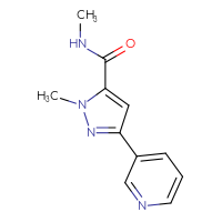 Chemical structure of N,1-dimethyl-3-(pyridin-3-yl)-1H-pyrazole-5-carboxamide - CSSB01992678713