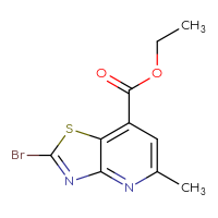 Chemical structure of ethyl 2-bromo-5-methyl-[1,3]thiazolo[4,5-b]pyridine-7-carboxylate - CSSB06726388503