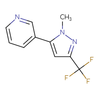 Chemical structure of 3-[1-methyl-3-(trifluoromethyl)-1H-pyrazol-5-yl]pyridine - CSSB00044627357