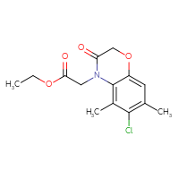 Chemical structure of ethyl 2-(6-chloro-5,7-dimethyl-3-oxo-3,4-dihydro-2H-1,4-benzoxazin-4-yl)acetate - CSSB21022330704