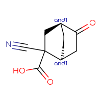 Chemical structure of rac-(1R,4R)-2-cyano-5-oxobicyclo[2.2.2]octane-2-carboxylic acid - CSSB20620690803