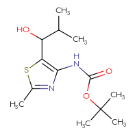 Chemical structure of tert-butyl N-[5-(1-hydroxy-2-methylpropyl)-2-methyl-1,3-thiazol-4-yl]carbamate - CSSB20711032970