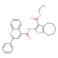 Chemical structure of ethyl 2-(2-phenylquinoline-4-amido)-4H,5H,6H,7H,8H-cyclohepta[b]thiophene-3-carboxylate - CSSB00121676081
