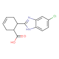Chemical structure of 6-(5-chloro-1H-1,3-benzodiazol-2-yl)cyclohex-3-ene-1-carboxylic acid - CSSB00000665385