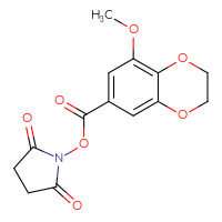 Chemical structure of 2,5-dioxopyrrolidin-1-yl 8-methoxy-2,3-dihydro-1,4-benzodioxine-6-carboxylate - CSSB20270078980