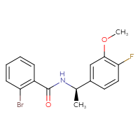 Chemical structure of 2-bromo-N-[(1R)-1-(4-fluoro-3-methoxyphenyl)ethyl]benzamide - CSSB21432560602