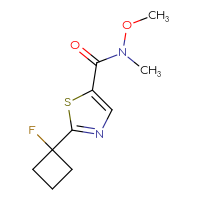 Chemical structure of 2-(1-fluorocyclobutyl)-N-methoxy-N-methyl-1,3-thiazole-5-carboxamide - CSSB14992440326