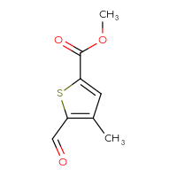 Chemical structure of methyl 5-formyl-4-methylthiophene-2-carboxylate - CSSB00000081854