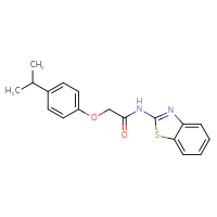 Chemical structure of N-(1,3-benzothiazol-2-yl)-2-[4-(propan-2-yl)phenoxy]acetamide - CSSB00104981632