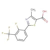 Chemical structure of 2-[2-fluoro-3-(trifluoromethyl)phenyl]-4-methyl-1,3-thiazole-5-carboxylic acid - CSSB00108010435
