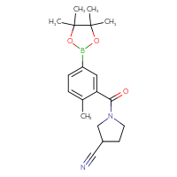 Chemical structure of 1-[2-methyl-5-(4,4,5,5-tetramethyl-1,3,2-dioxaborolan-2-yl)benzoyl]pyrrolidine-3-carbonitrile - CSSB02533255704