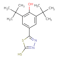 Chemical structure of 2,6-di-tert-butyl-4-(5-sulfanyl-1,3,4-thiadiazol-2-yl)phenol - CSSB00025731391