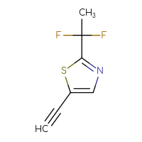 Chemical structure of 2-(1,1-difluoroethyl)-5-ethynyl-1,3-thiazole - CSSB02517391472