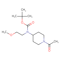 Chemical structure of tert-butyl N-(1-acetylpiperidin-4-yl)-N-(2-methoxyethyl)carbamate - CSSB02061296368