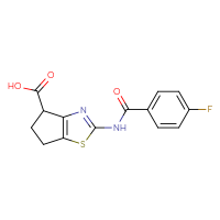 Chemical structure of 2-(4-fluorobenzamido)-4H,5H,6H-cyclopenta[d][1,3]thiazole-4-carboxylic acid - CSSB00015202403
