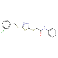 Chemical structure of 2-[(5-{[(3-chlorophenyl)methyl]sulfanyl}-1,3,4-thiadiazol-2-yl)sulfanyl]-N-phenylacetamide - CSSB00000046678