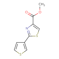 Chemical structure of methyl 2-(thiophen-3-yl)-1,3-thiazole-4-carboxylate - CSSB00000216686