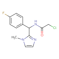 Chemical structure of 2-chloro-N-[(4-fluorophenyl)(1-methyl-1H-imidazol-2-yl)methyl]acetamide - CSSB00000626498
