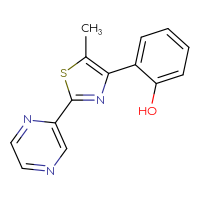 Chemical structure of 2-[5-methyl-2-(pyrazin-2-yl)-1,3-thiazol-4-yl]phenol - CSSB00160996983