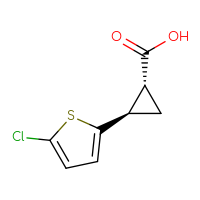 Chemical structure of (1R,2R)-2-(5-chlorothiophen-2-yl)cyclopropane-1-carboxylic acid - CSSB00011018180