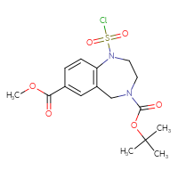 Chemical structure of 4-tert-butyl 7-methyl 1-(chlorosulfonyl)-2,3,4,5-tetrahydro-1H-1,4-benzodiazepine-4,7-dicarboxylate - CSSB21224765024
