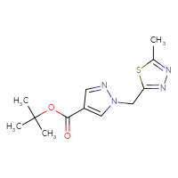 Chemical structure of tert-butyl 1-[(5-methyl-1,3,4-thiadiazol-2-yl)methyl]-1H-pyrazole-4-carboxylate - CSSB02017166150