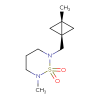 Chemical structure of 2-methyl-6-{[(1S,3S)-3-methylbicyclo[1.1.0]butan-1-yl]methyl}-1λ⁶,2,6-thiadiazinane-1,1-dione - CSMB14894628853