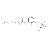 Chemical structure of 3-(3-ethoxypropyl)-1-[2-fluoro-3-(4,4,5,5-tetramethyl-1,3,2-dioxaborolan-2-yl)phenyl]urea - CSSB02261188576