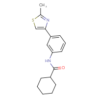 Chemical structure of N-[3-(2-methyl-1,3-thiazol-4-yl)phenyl]cyclohexanecarboxamide - CSSB00046114627