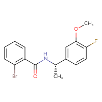 Chemical structure of 2-bromo-N-[(1S)-1-(4-fluoro-3-methoxyphenyl)ethyl]benzamide - CSSB21432562045