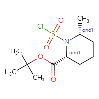 Chemical structure of rac-tert-butyl (2R,6R)-1-(chlorosulfonyl)-6-methylpiperidine-2-carboxylate - CSSB14985244616