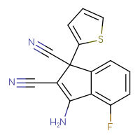 Chemical structure of 3-amino-4-fluoro-1-(thiophen-2-yl)-1H-indene-1,2-dicarbonitrile - CSSB00025728234