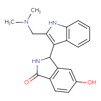Chemical structure of 3-{2-[(dimethylamino)methyl]-1H-indol-3-yl}-5-hydroxy-2,3-dihydro-1H-isoindol-1-one - CSSB20447621570