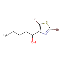 Chemical structure of 1-(2,5-dibromo-1,3-thiazol-4-yl)pentan-1-ol - CSSB21246421074