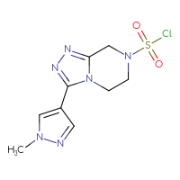 Chemical structure of 3-(1-methyl-1H-pyrazol-4-yl)-5H,6H,7H,8H-[1,2,4]triazolo[4,3-a]pyrazine-7-sulfonyl chloride - CSSB21224775948