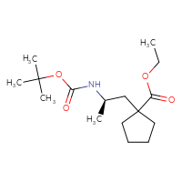 Chemical structure of ethyl 1-[(2R)-2-{[(tert-butoxy)carbonyl]amino}propyl]cyclopentane-1-carboxylate - CSSB21474899836