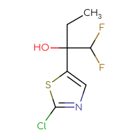 Chemical structure of 2-(2-chloro-1,3-thiazol-5-yl)-1,1-difluorobutan-2-ol - CSSB20845892812