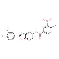 Chemical structure of N-[2-(3,4-dichlorophenyl)-1,3-benzoxazol-5-yl]-4-methyl-3-nitrobenzamide - CSSB00121712577