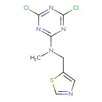 Chemical structure of 4,6-dichloro-N-methyl-N-[(1,3-thiazol-5-yl)methyl]-1,3,5-triazin-2-amine - CSSB00016802623
