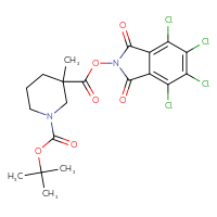 Chemical structure of 1-tert-butyl 3-(4,5,6,7-tetrachloro-1,3-dioxo-2,3-dihydro-1H-isoindol-2-yl) 3-methylpiperidine-1,3-dicarboxylate - CSSB20269602311
