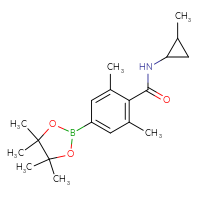 Chemical structure of 2,6-dimethyl-N-(2-methylcyclopropyl)-4-(4,4,5,5-tetramethyl-1,3,2-dioxaborolan-2-yl)benzamide - CSSB21331714027