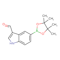 Chemical structure of 5-(4,4,5,5-tetramethyl-1,3,2-dioxaborolan-2-yl)-1H-indole-3-carbaldehyde - CSSB00010082992