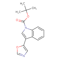 Chemical structure of tert-butyl 3-(1,3-oxazol-5-yl)-1H-indole-1-carboxylate - CSSB06581180599