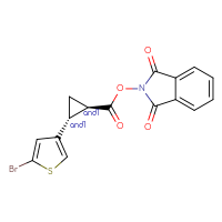 Chemical structure of rac-1,3-dioxo-2,3-dihydro-1H-isoindol-2-yl (1R,2R)-2-(5-bromothiophen-3-yl)cyclopropane-1-carboxylate - CSSB17484205288