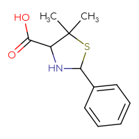 Chemical structure of 5,5-dimethyl-2-phenyl-1,3-thiazolidine-4-carboxylic acid - CSSB00000061341