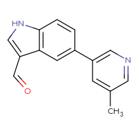 Chemical structure of 5-(5-methylpyridin-3-yl)-1H-indole-3-carbaldehyde - CSSB06593465884