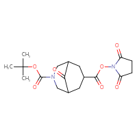 Chemical structure of 3-tert-butyl 7-(2,5-dioxopyrrolidin-1-yl) 9-oxo-3-azabicyclo[3.3.1]nonane-3,7-dicarboxylate - CSSB20269749049